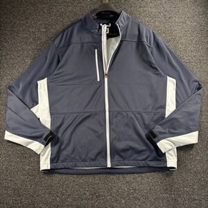 FootJoy Men's XL Full Zip Golf Jacket Navy Blue White Performance Windbreaker